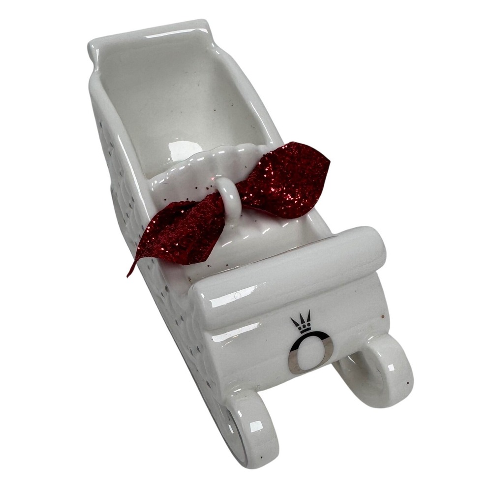 Pandora 2014 Holiday Christmas Ceramic Sleigh Tree Ornament Jewelry Tray Decor